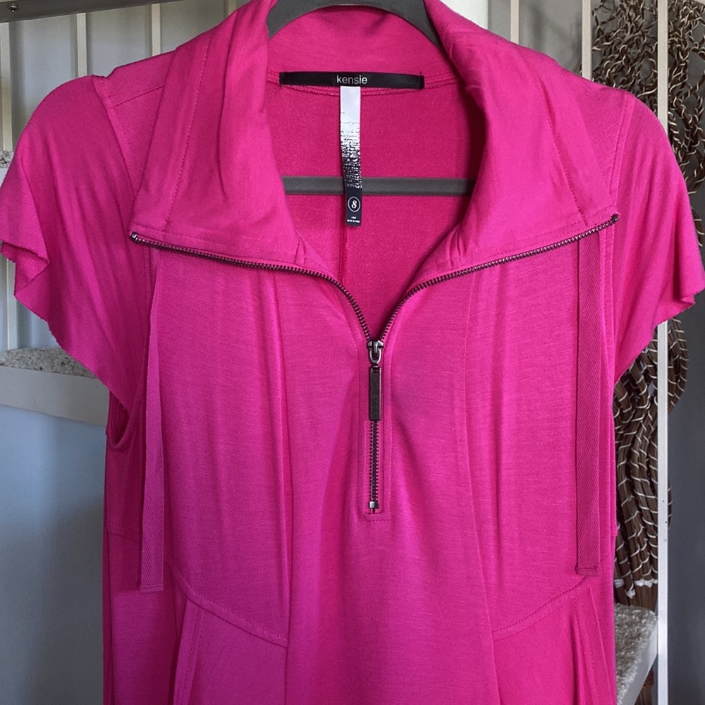Fuchsia Collared Jersey Dress - image 2